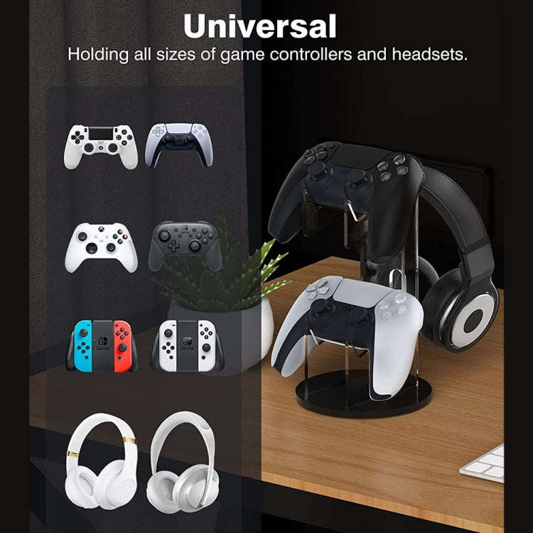 For PS4 / PS5 YX029 Headphone Gamepad Desktop Display Holder(Transparent+Black)