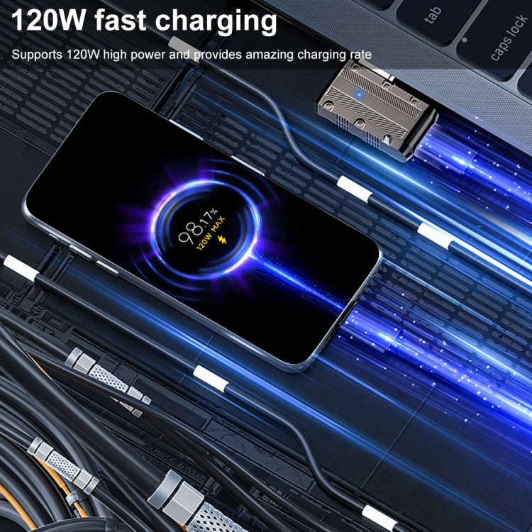 120W USB 3.1 Gen2 to Type-C 10Gbps Mechanical Adapter, Style:Side Bend