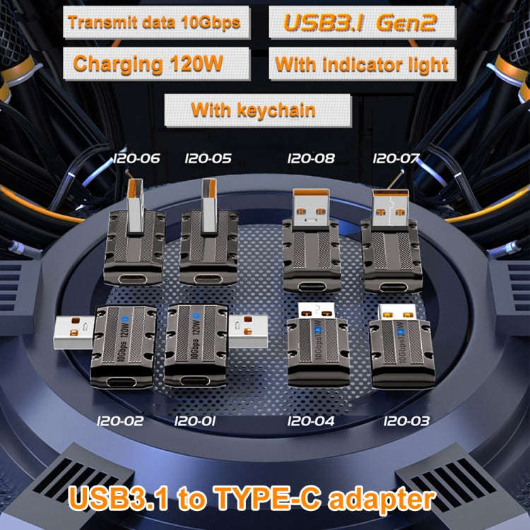 120W USB 3.1 Gen2 to Type-C 10Gbps Mechanical Adapter, Style:Medium Bend
