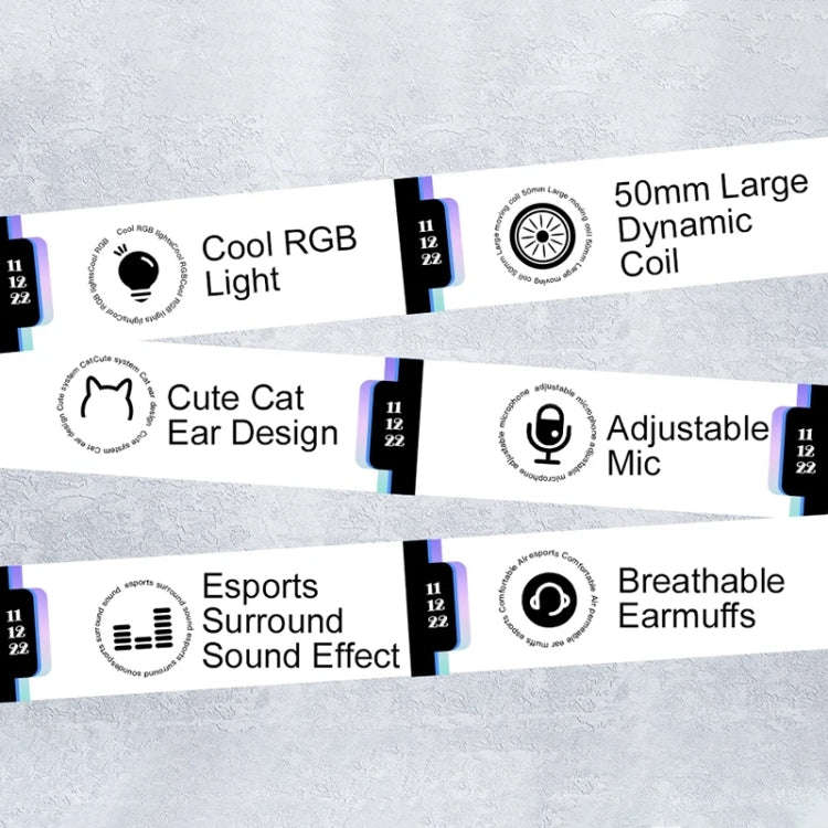 AWEI GM-9 Cat Ear Colorful Light Wired Gaming Headset with Mic, Cable Length: 2m(Black)