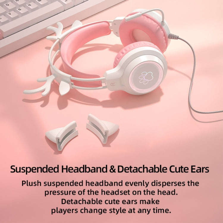 G35 Cute Cat RGB Head-mounted Wired Gaming Earphone(Pink)