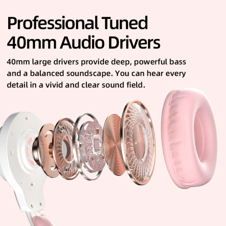 G35 Cute Cat RGB Head-mounted Wired Gaming Earphone(Pink)