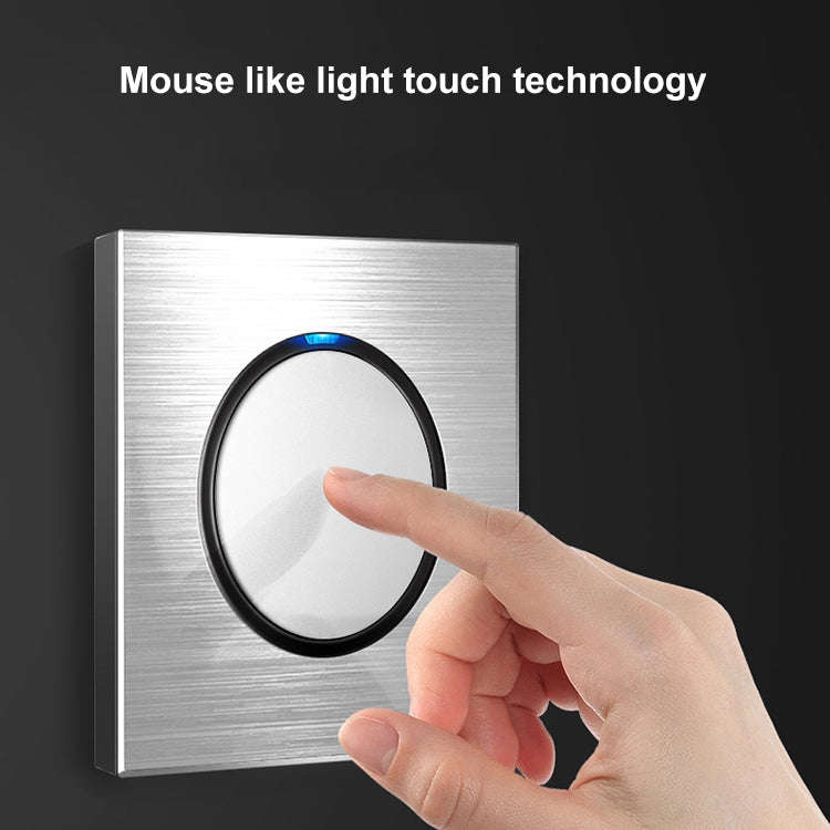 86mm Gray Aluminum Wire Drawing LED Switch Panel, Style:TV-Computer Socket