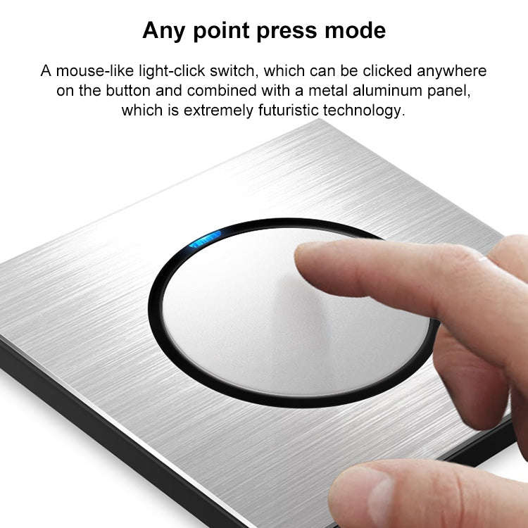 86mm Gray Aluminum Wire Drawing LED Switch Panel, Style:TV-Computer Socket
