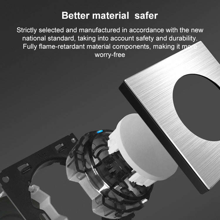 86mm Gray Aluminum Wire Drawing LED Switch Panel, Style:TV-Computer Socket