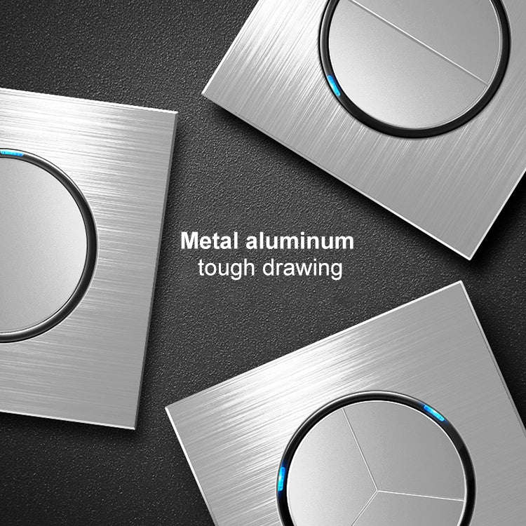 86mm Gray Aluminum Wire Drawing LED Switch Panel, Style:TV-Computer Socket