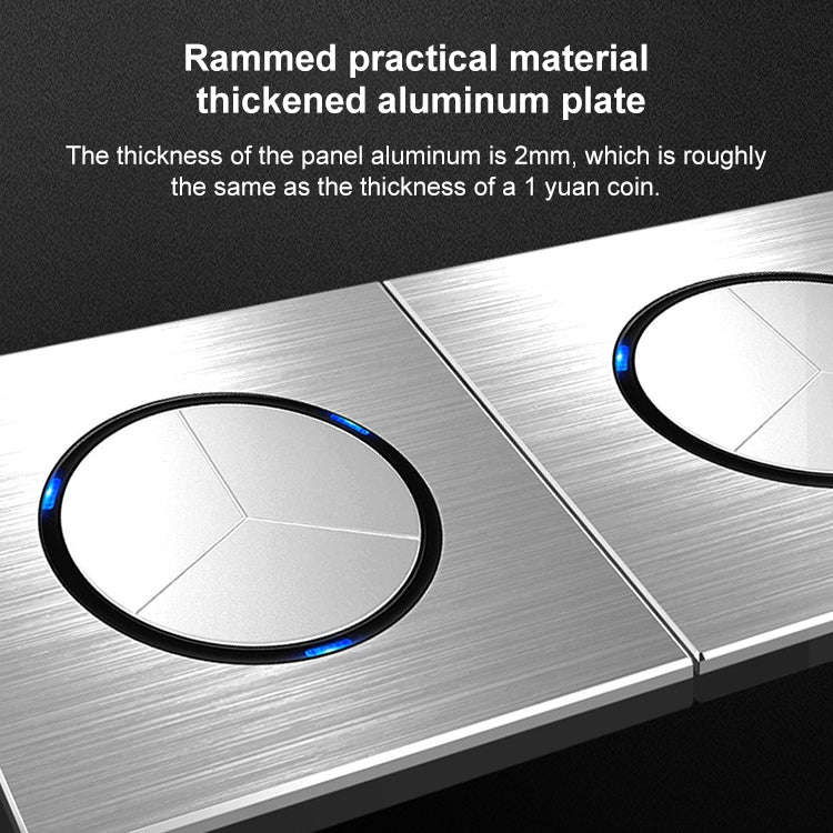 86mm Gray Aluminum Wire Drawing LED Switch Panel, Style:TV-Computer Socket