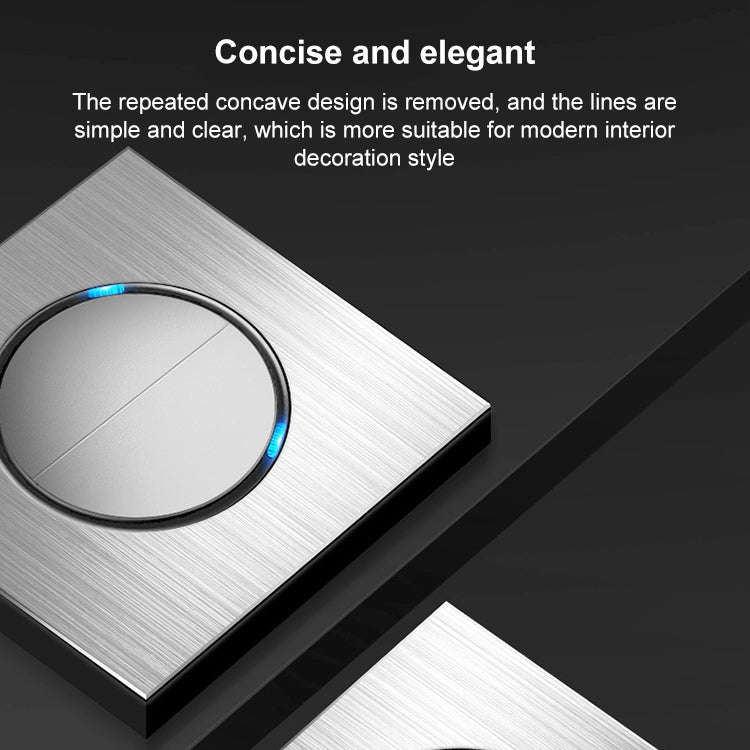 86mm Gray Aluminum Wire Drawing LED Switch Panel, Style:TV-Computer Socket