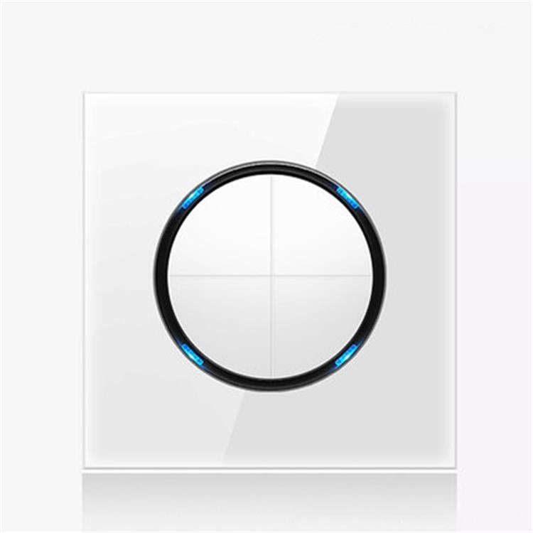 86mm Round LED Tempered Glass Switch Panel, White Round Glass, Style:Four Open Dual Control