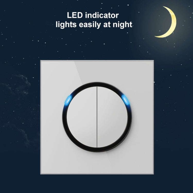 86mm Round LED Tempered Glass Switch Panel, White Round Glass, Style:Telephone-Computer Socket