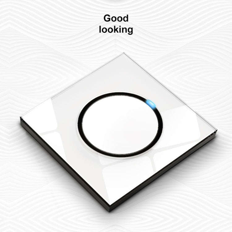 86mm Round LED Tempered Glass Switch Panel, White Round Glass, Style:One Billing Control
