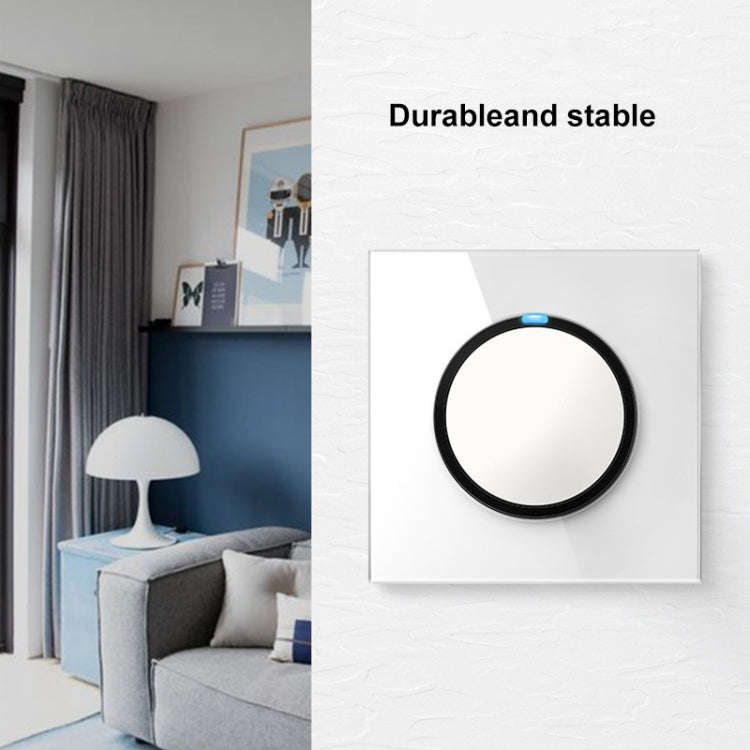86mm Round LED Tempered Glass Switch Panel, White Round Glass, Style:One Billing Control