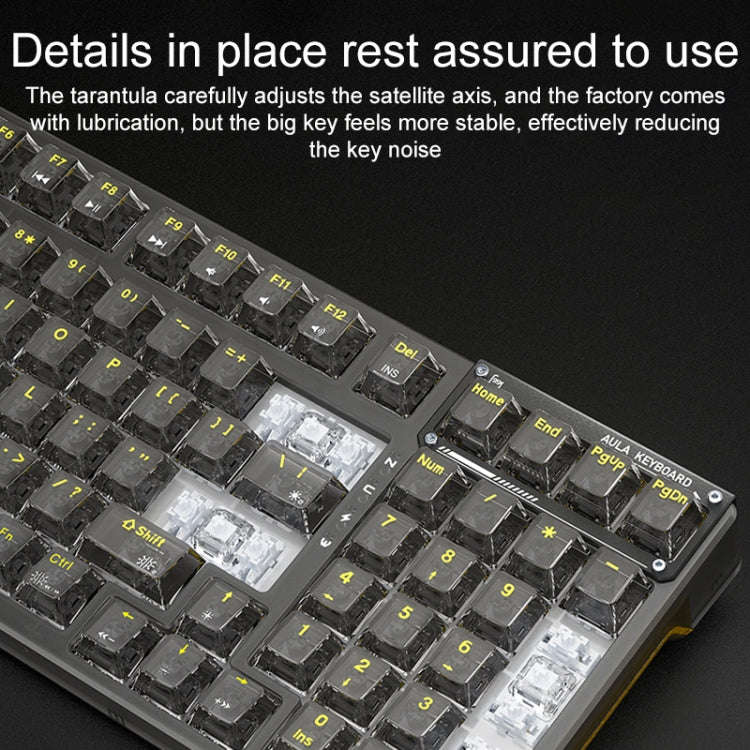 AULA F98 99-Key Wired 2.4G Bluetooth RGB Three Mode Mechanical Keyboard, Ice Soul Switch(Pink)