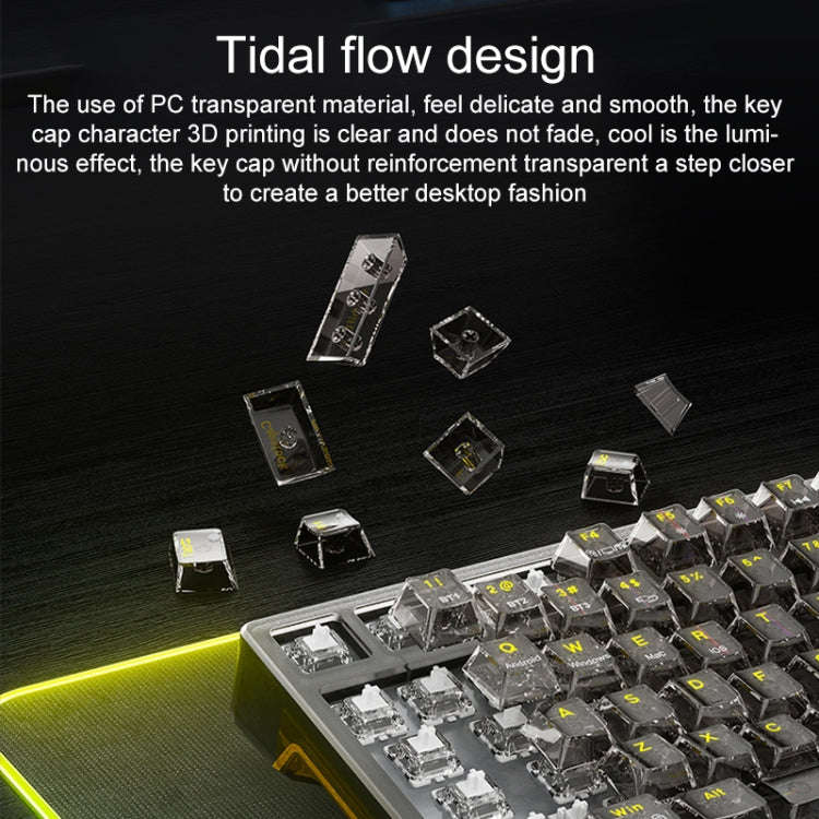 AULA F98 99-Key Wired 2.4G Bluetooth RGB Three Mode Mechanical Keyboard, Ice Soul Switch(Pink)