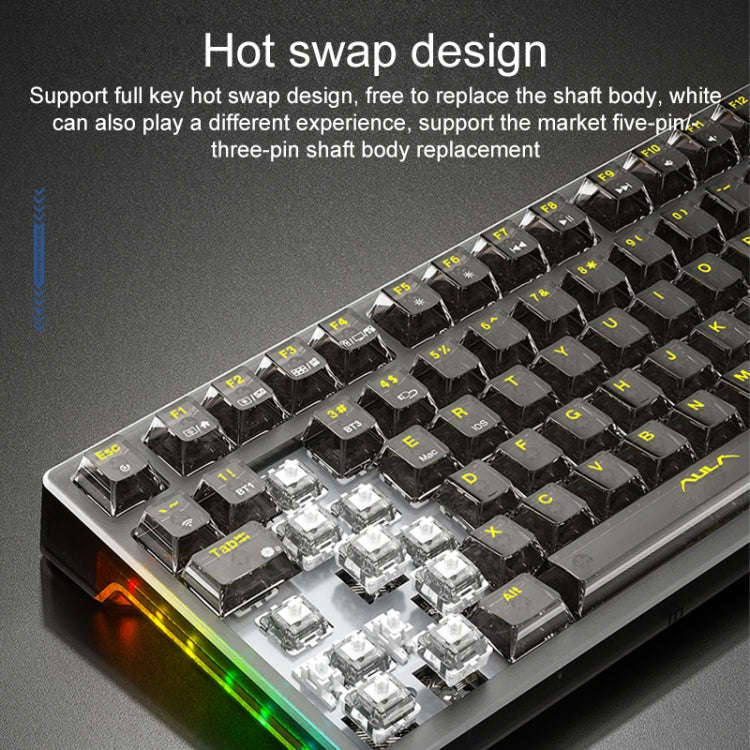 AULA F98 99-Key Wired 2.4G Bluetooth RGB Three Mode Mechanical Keyboard, Ice Soul Switch(Pink)