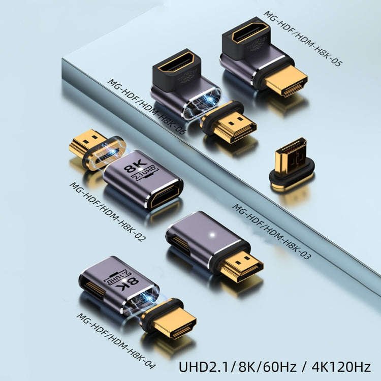 8K 60Hz HDTV to HDTV Magnetic Adapter, Male Straight Female Side Right Bend