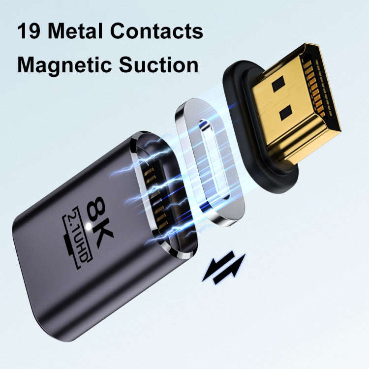 8K 60Hz HDTV to HDTV Magnetic Adapter, Male Straight Female Side Right Bend
