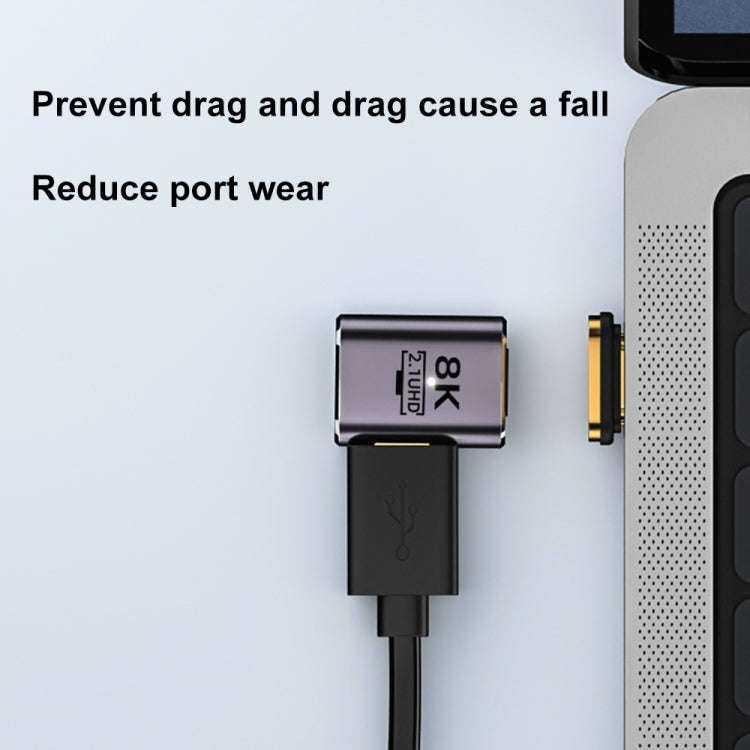 8K 60Hz HDTV to HDTV Magnetic Adapter, Male Straight Female Side Right Bend