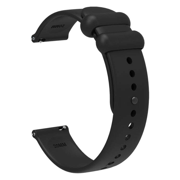 20mm Universal Solid Color Reverse Buckle Silicone Watch Band(Black)