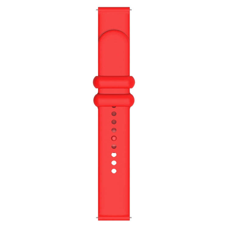 22mm Universal Solid Color Reverse Buckle Silicone Watch Band(Red)