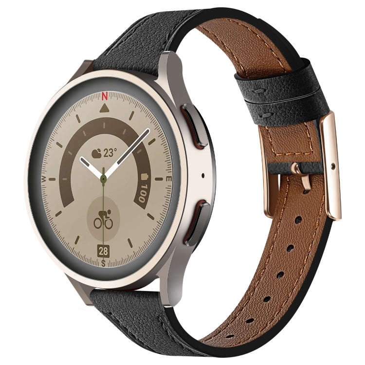 22mm Universal Genuine Leather Watch Band(Black)
