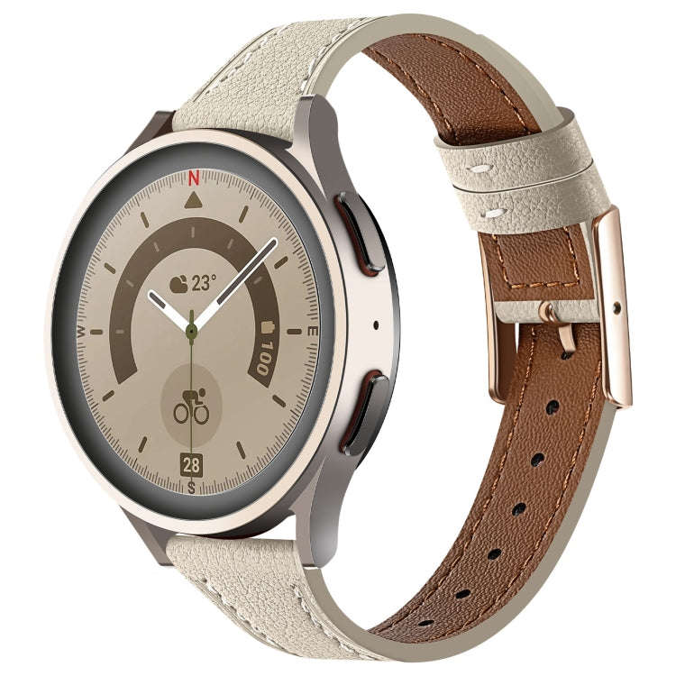 22mm Universal Genuine Leather Watch Band(Creamy White)