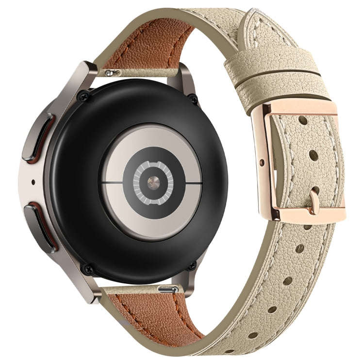 22mm Universal Genuine Leather Watch Band(Creamy White)