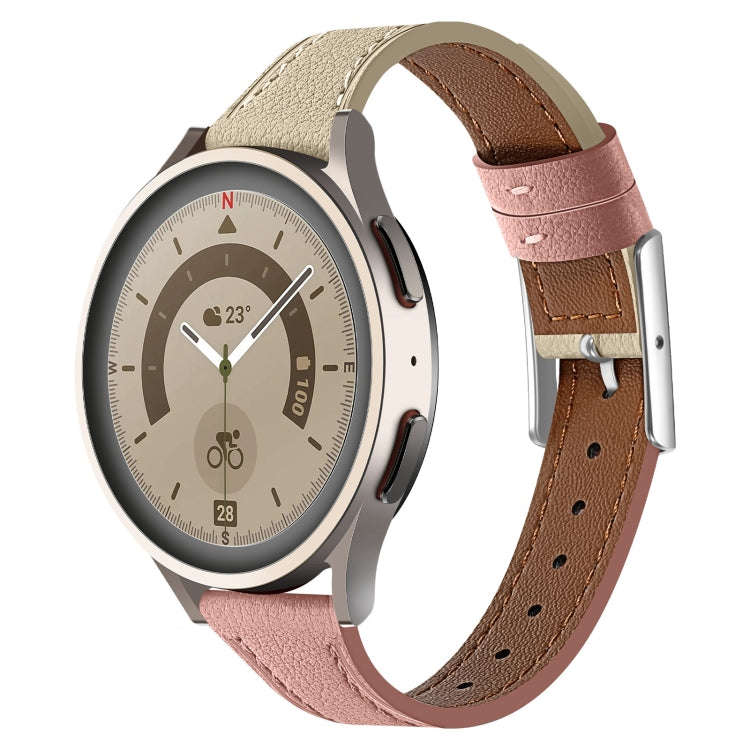 22mm Universal Genuine Leather Watch Band(Dark Pink White)