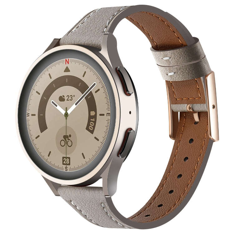 22mm Universal Genuine Leather Watch Band(Starlight Grey)