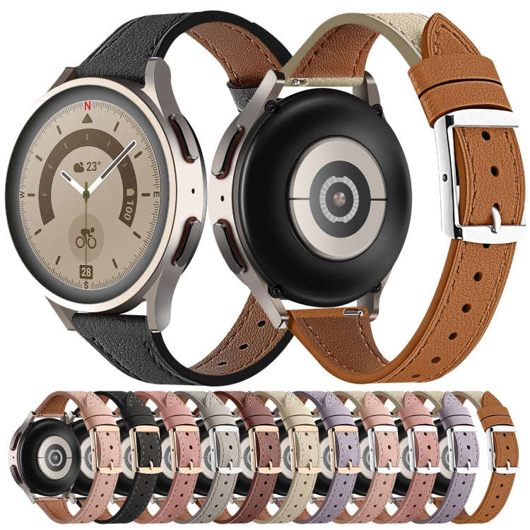22mm Universal Genuine Leather Watch Band(Brown)