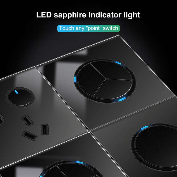 86mm Round LED Tempered Glass Switch Panel, Black Round Glass, Style:Two Billing Control
