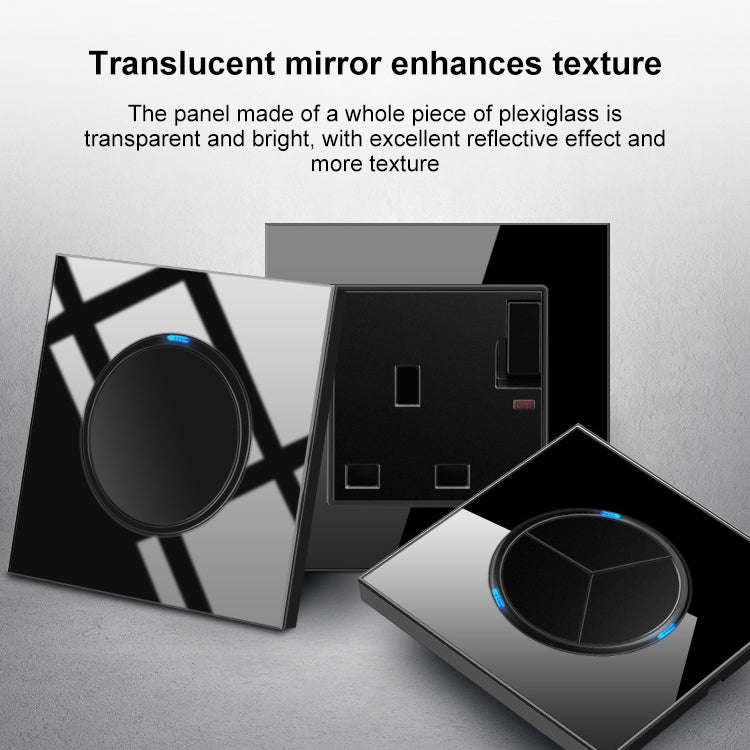 86mm Round LED Tempered Glass Switch Panel, Black Round Glass, Style:Two Billing Control