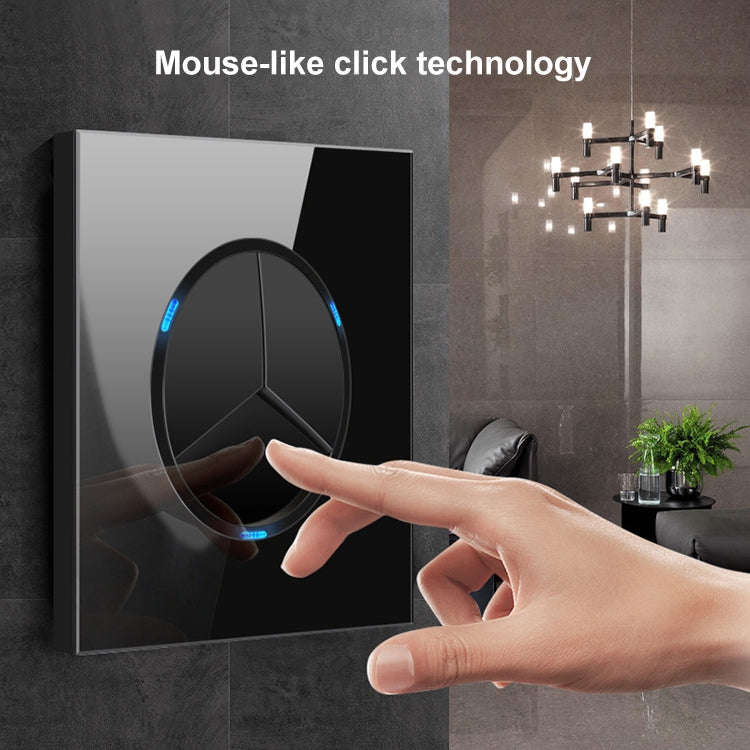 86mm Round LED Tempered Glass Switch Panel, Black Round Glass, Style:Two Billing Control
