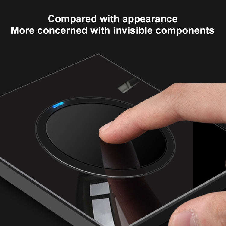 86mm Round LED Tempered Glass Switch Panel, Black Round Glass, Style:Two Billing Control