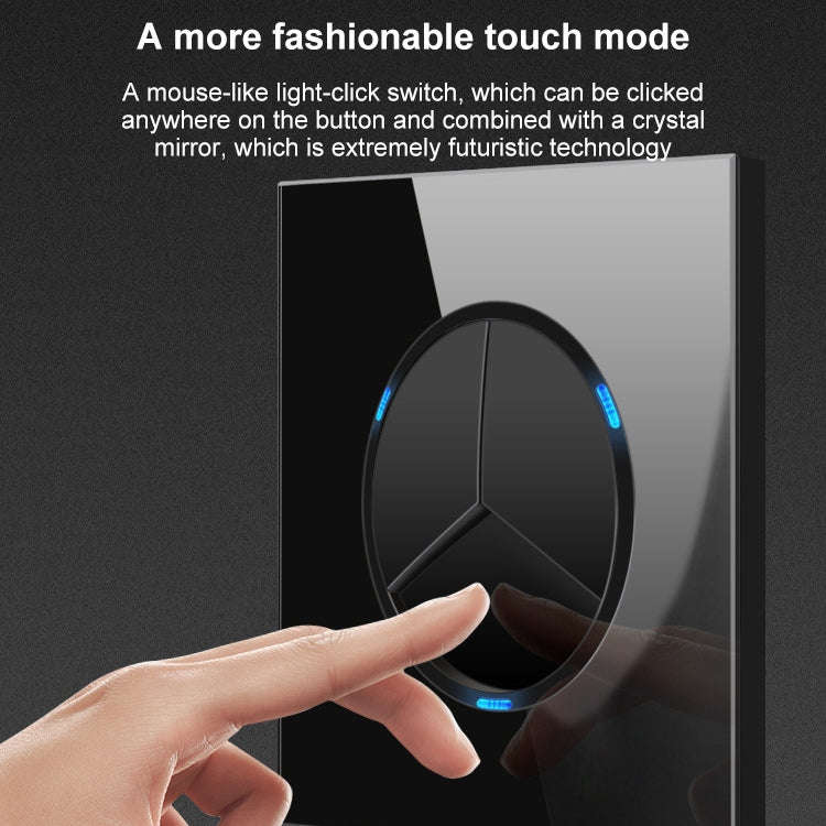 86mm Round LED Tempered Glass Switch Panel, Black Round Glass, Style:One Billing Control