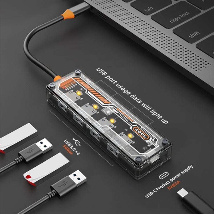 SW4U-A 5 in 1 USB to Type-C + 4 x USB3.0 HUB Docking Station(Grey)