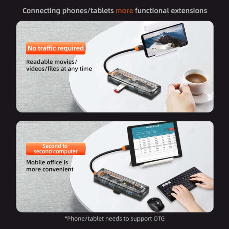 SW4U-A 5 in 1 USB to Type-C + 4 x USB3.0 HUB Docking Station(Grey)