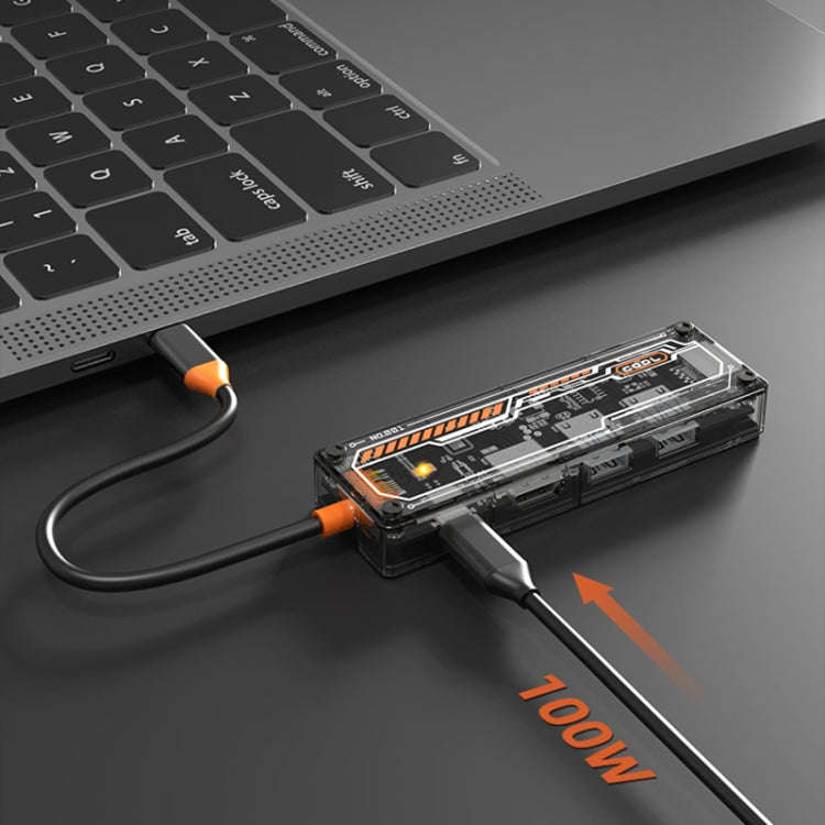 SW5R 5 in 1 Type-C to PD + USB3.0 + USB2.0 + HDMI + RJ45 HUB Docking Station(Grey)