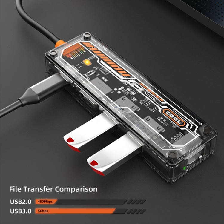 SW5R 5 in 1 Type-C to PD + USB3.0 + USB2.0 + HDMI + RJ45 HUB Docking Station(Grey)
