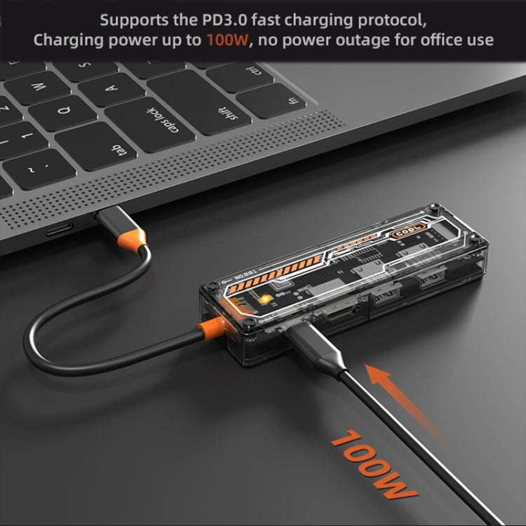 SW6V 6 in 1 Type-C to USB + HDMI + VGA + Audio 3.5 HUB Docking Station(Grey)