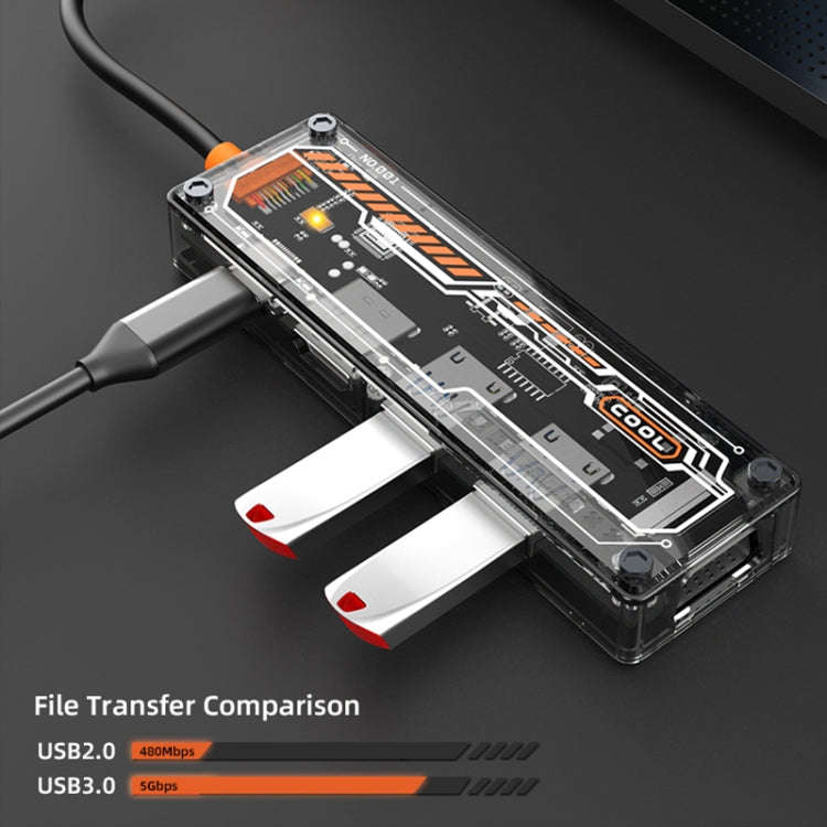 SW6V 6 in 1 Type-C to USB + HDMI + VGA + Audio 3.5 HUB Docking Station(Grey)