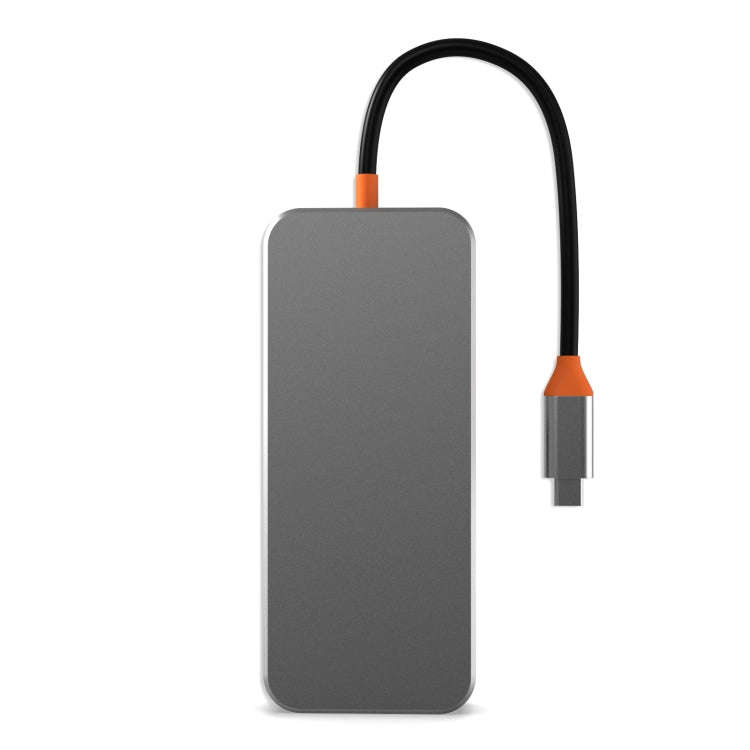 SW8V 8 in 1 Type-C to USB + HDMI + RJ45 + SD/TF HUB Docking Station(Grey)