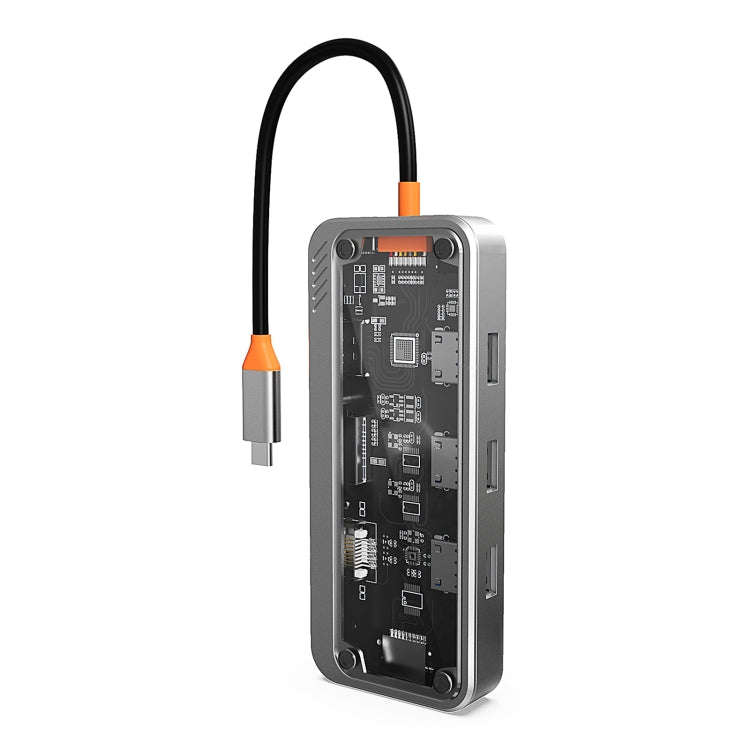 SW10V 10 in 1 Type-C to USB + HDMI + VGA + RJ45 + SD/TF + Audio 3.5 HUB Docking Station(Grey)