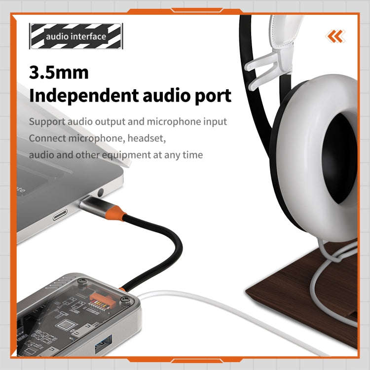 SW10V 10 in 1 Type-C to USB + HDMI + VGA + RJ45 + SD/TF + Audio 3.5 HUB Docking Station(Grey)