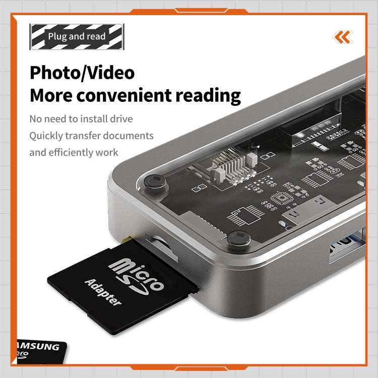 SW10V 10 in 1 Type-C to USB + HDMI + VGA + RJ45 + SD/TF + Audio 3.5 HUB Docking Station(Grey)