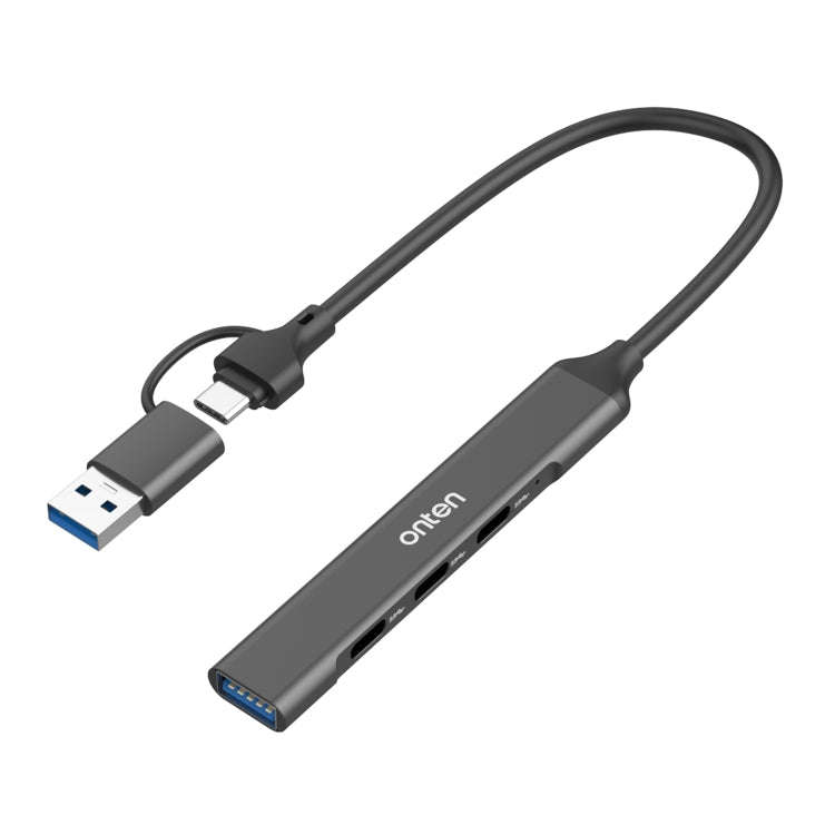 Onten UCA9703S 4 in 2 USB 3.0 + Type-C to 3 Type-C + USB HUB Docking Station (Grey)
