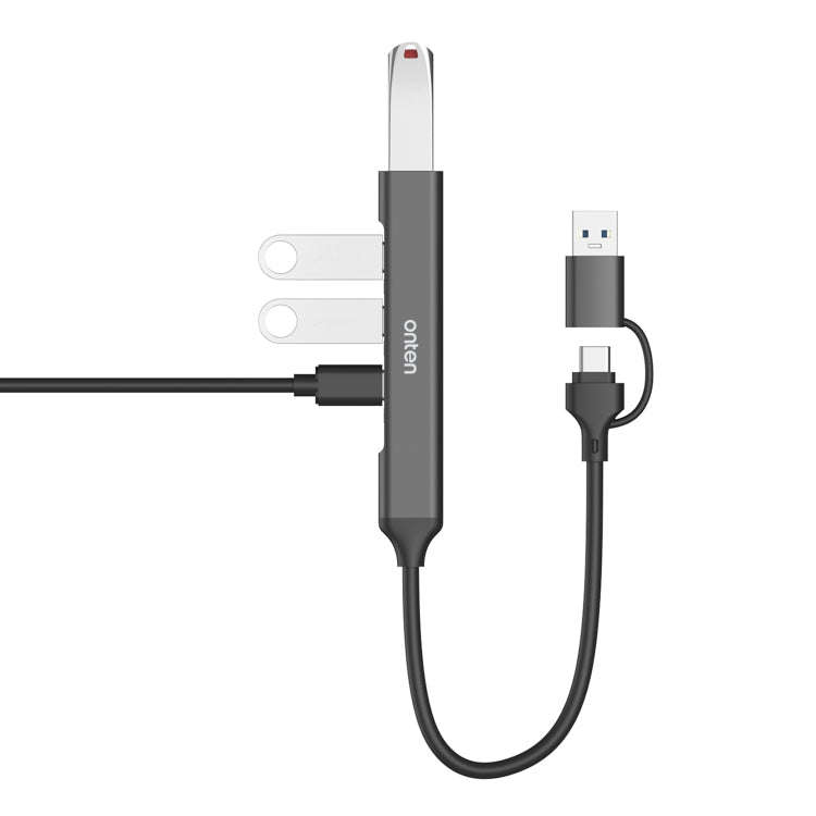 Onten UCA9703S 4 in 2 USB 3.0 + Type-C to 3 Type-C + USB HUB Docking Station (Grey)