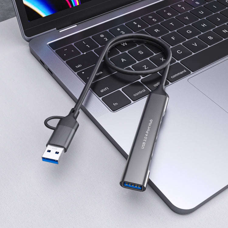 Onten UCA9703S 4 in 2 USB 3.0 + Type-C to 3 Type-C + USB HUB Docking Station (Grey)