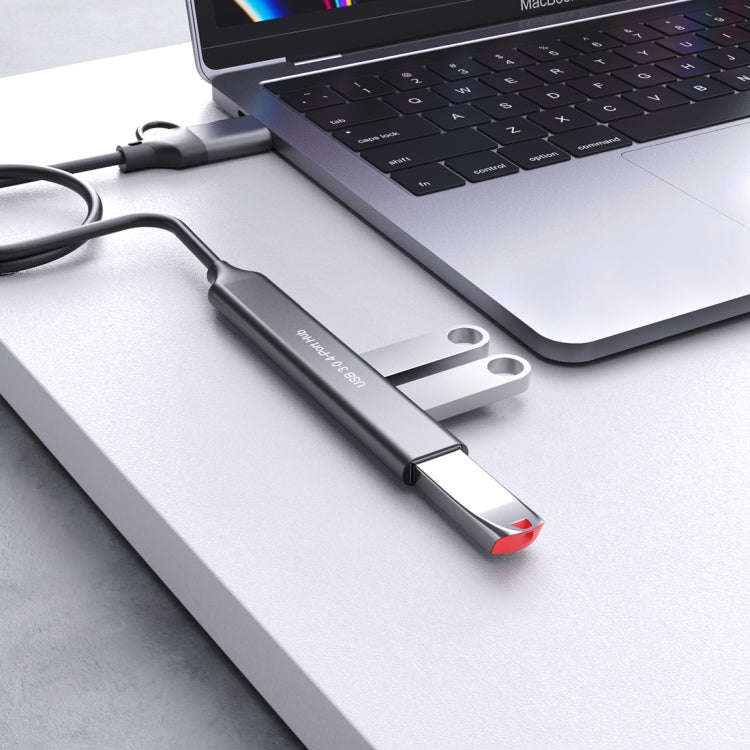 Onten UCA9703S 4 in 2 USB 3.0 + Type-C to 3 Type-C + USB HUB Docking Station (Grey)