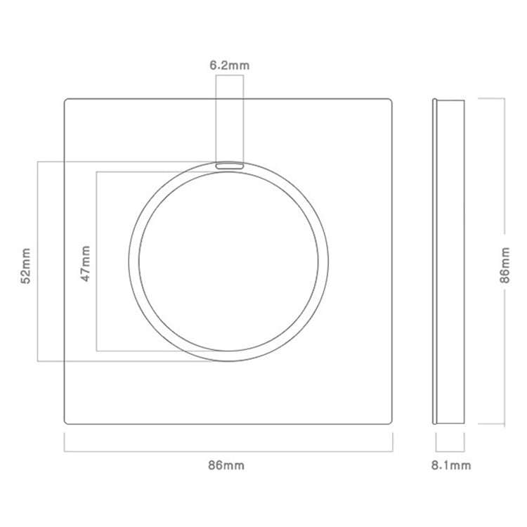 86mm Round LED Tempered Glass Switch Panel, Gray Round Glass, Style:Telephone Socket